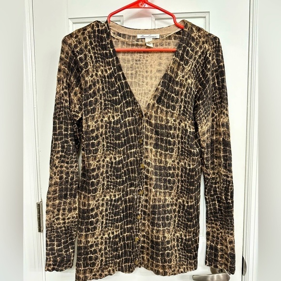 Animal Print Kenneth Cole Cardigan Mob Wife Boho Y2K  Size Small EUC - Picture 1 of 8